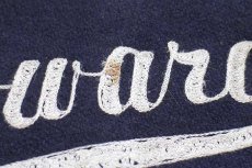 画像7: 70s ALVIN Howardチェーン刺繍 パッチ付き メルトン ウール スタジャン 紺×白 M (7)