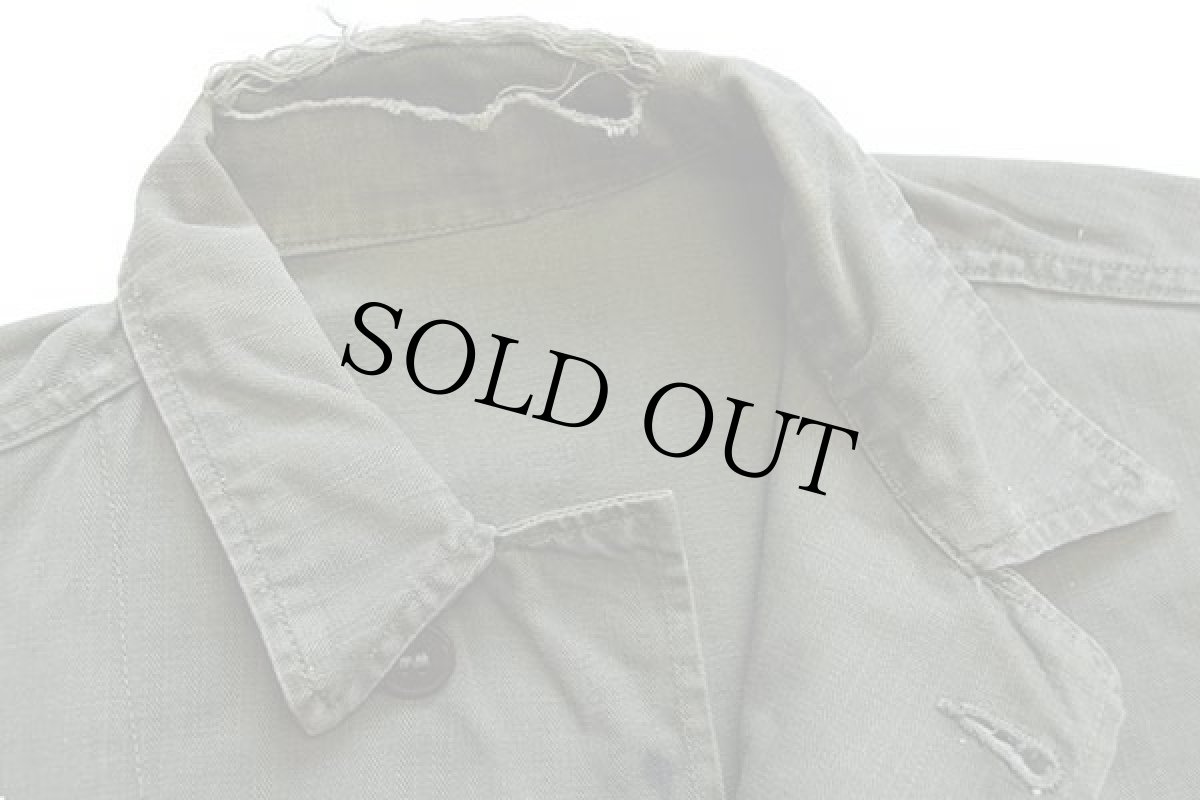 画像5: 40s 米軍 U.S.ARMY M-47 HBT ヘリンボーンツイルジャケット ユーティリティシャツ ボロ ペンキ飛び オリーブドラブ S (5)