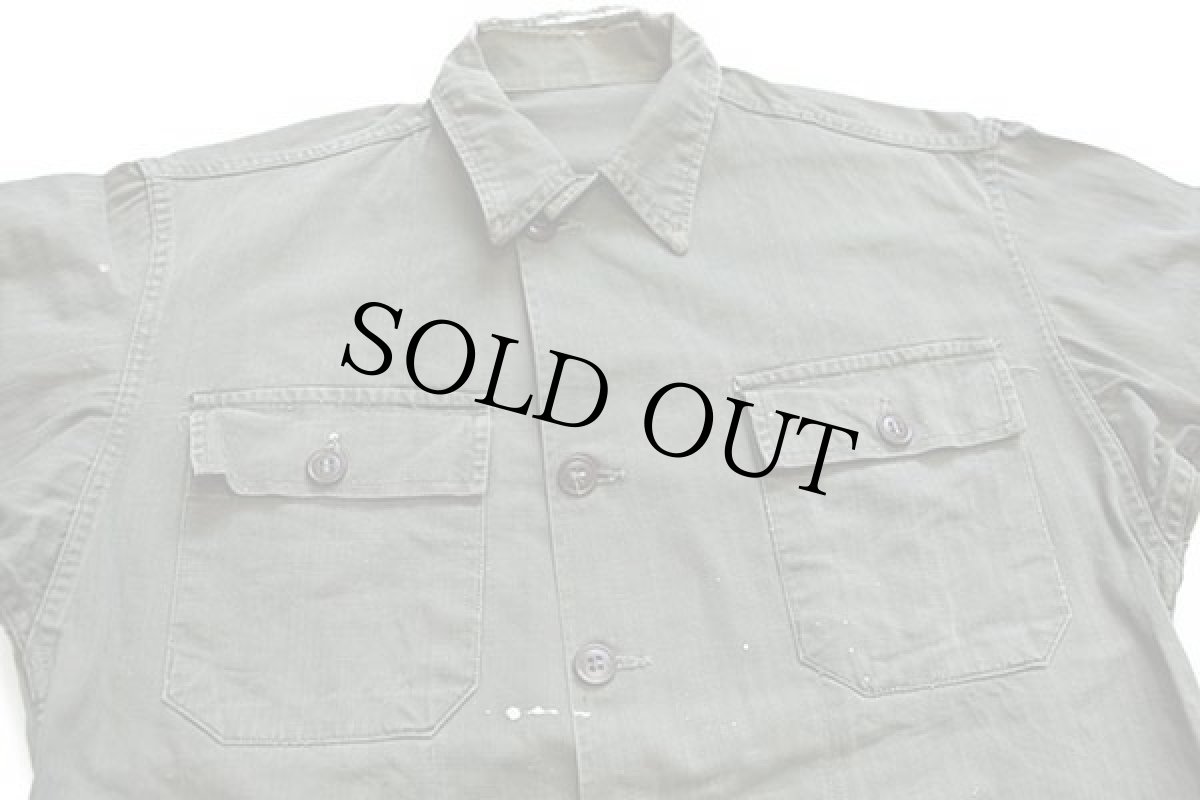 画像3: 40s 米軍 U.S.ARMY M-47 HBT ヘリンボーンツイルジャケット ユーティリティシャツ ボロ ペンキ飛び オリーブドラブ S (3)