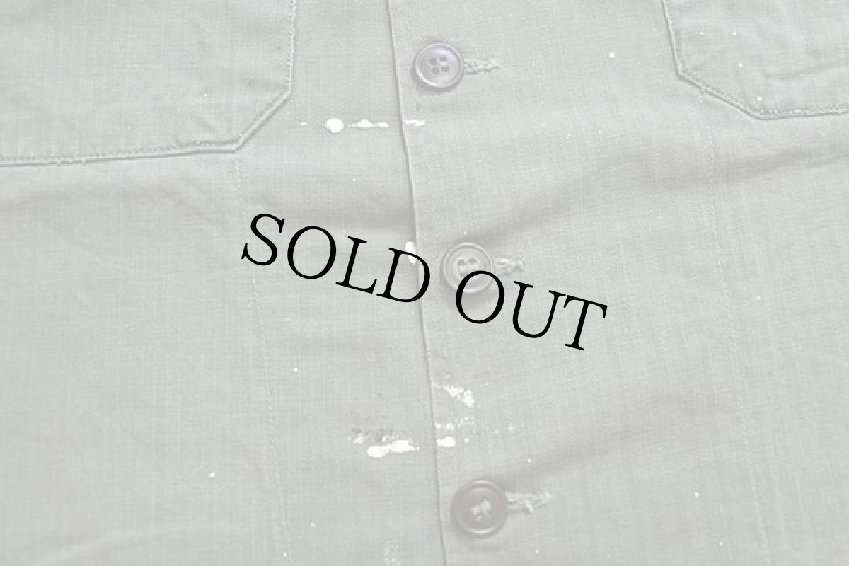 画像6: 40s 米軍 U.S.ARMY M-47 HBT ヘリンボーンツイルジャケット ユーティリティシャツ ボロ ペンキ飛び オリーブドラブ S (6)