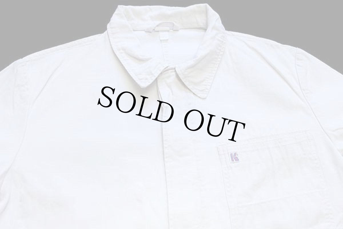 画像3: 70s UNKNOWN ユーロ ワーク 比翼 HBT ヘリンボーンツイル カバーオール 生成り 52 (3)