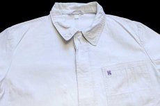 画像3: 70s UNKNOWN ユーロ ワーク 比翼 HBT ヘリンボーンツイル カバーオール 生成り 52 (3)
