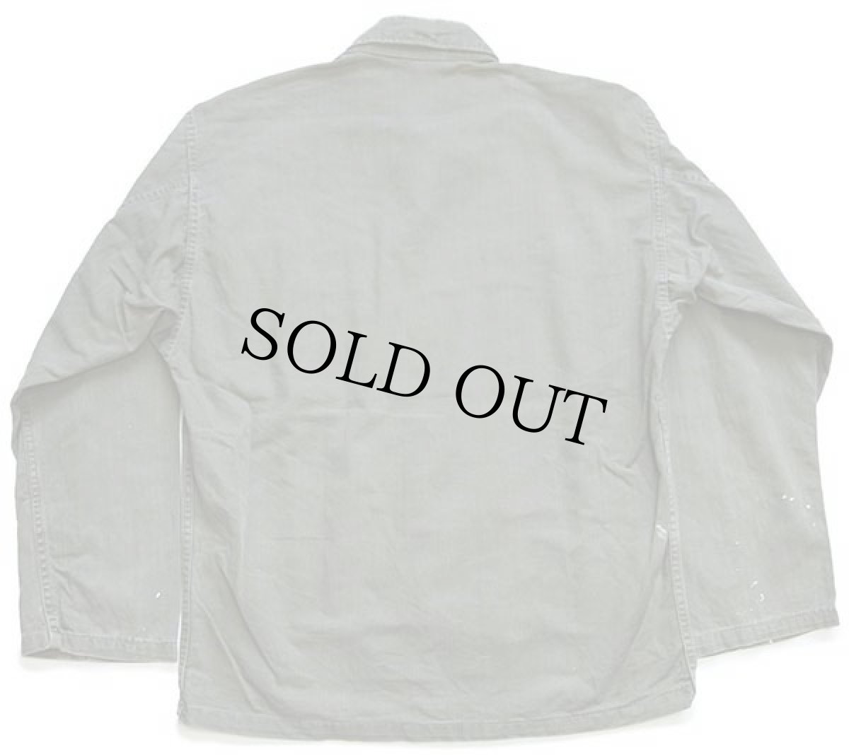 画像2: 40s 米軍 U.S.ARMY M-47 HBT ヘリンボーンツイルジャケット ユーティリティシャツ ボロ ペンキ飛び オリーブドラブ S (2)