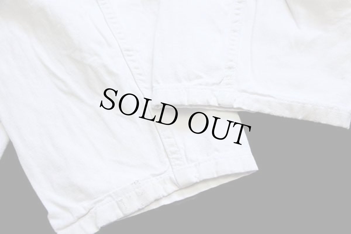 画像8: 70s UNKNOWN ユーロ ワーク 比翼 HBT ヘリンボーンツイル カバーオール 生成り 52 (8)