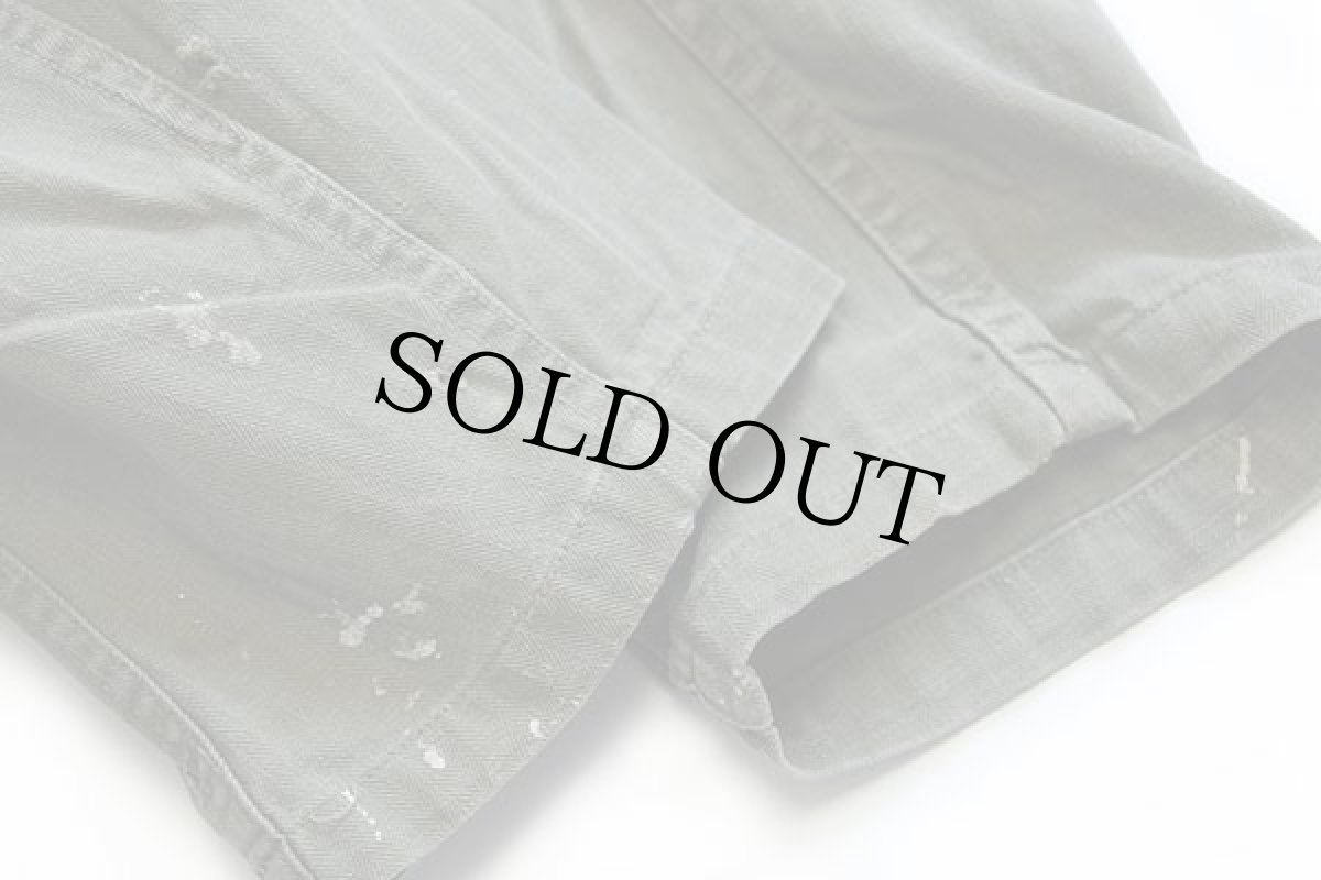 画像8: 40s 米軍 U.S.ARMY M-47 HBT ヘリンボーンツイルジャケット ユーティリティシャツ ボロ ペンキ飛び オリーブドラブ S (8)