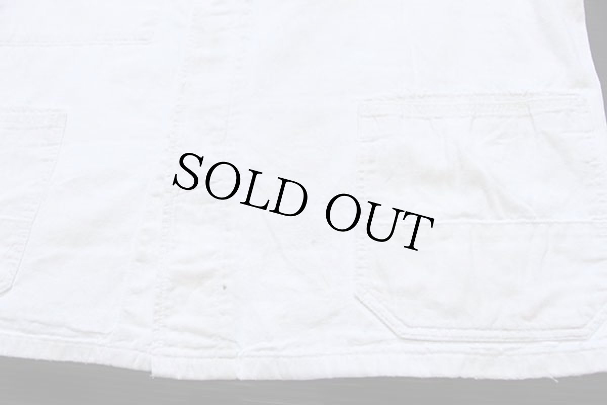 画像7: 70s UNKNOWN ユーロ ワーク 比翼 HBT ヘリンボーンツイル カバーオール 生成り 52 (7)