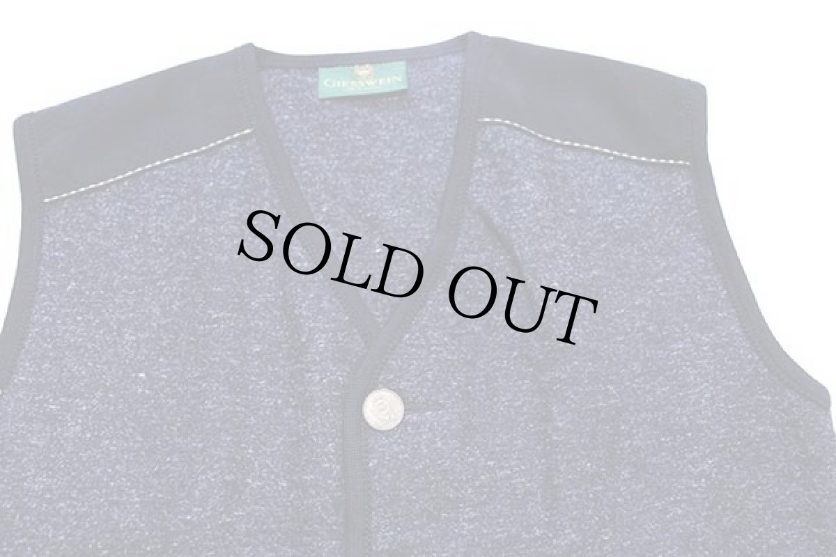 画像3: オーストリア製 GIESSWEIN スエードレザー切り替え チロリアン ボイルドウール×リネン ベスト 杢ネイビー 5 (3)