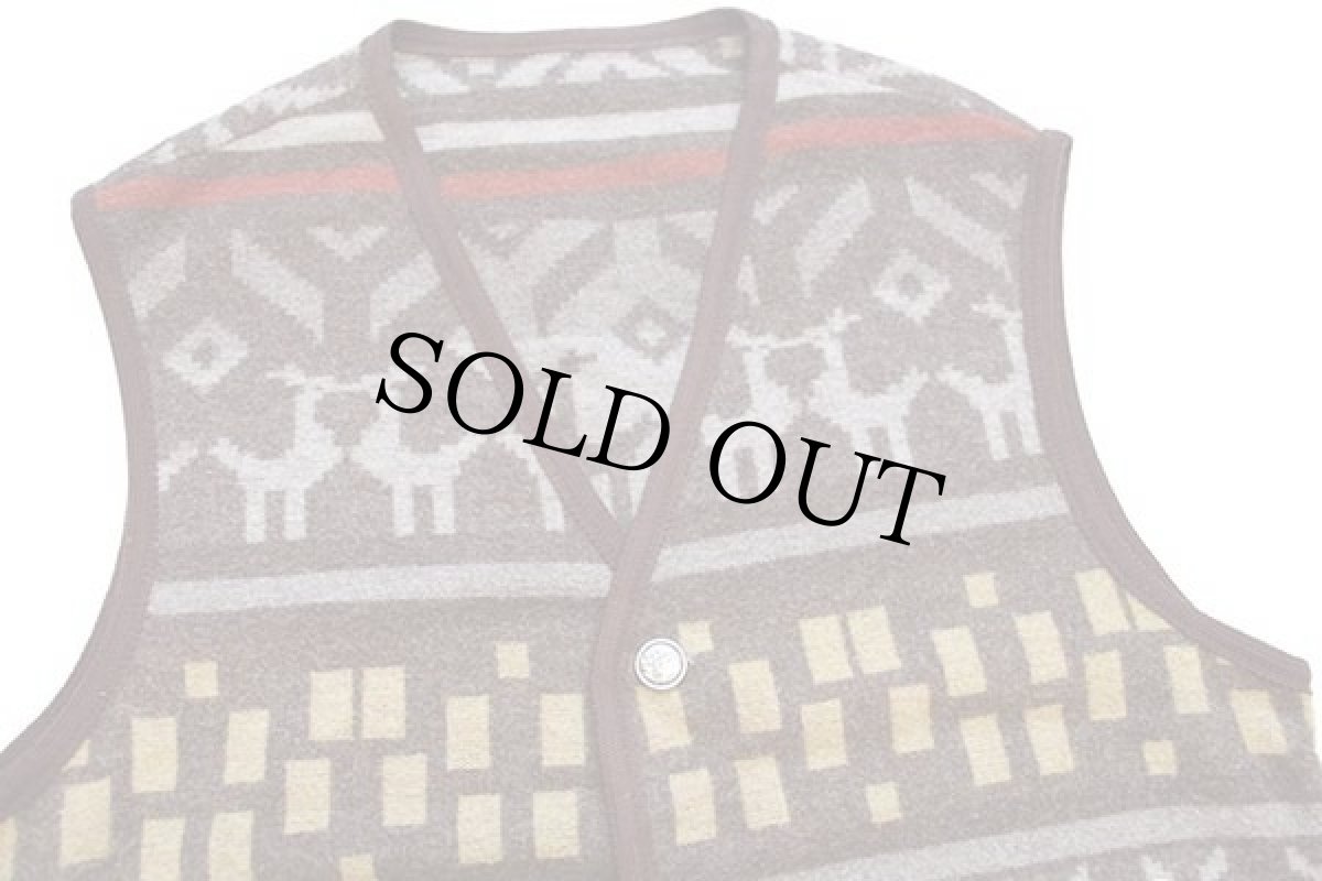 画像3: 90s イタリア製 Professione Uomo フォークロア柄 ウール混 ラグベスト L (3)