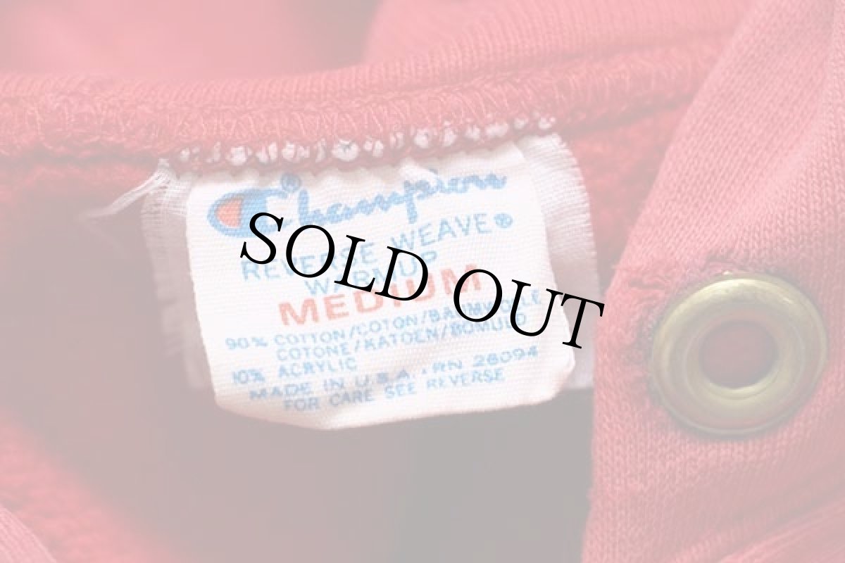 画像3: 80s USA製 Championチャンピオン STANFORD UNIVERSITY ひび割れプリント リバースウィーブ スウェットパーカー 赤 フェード M (3)