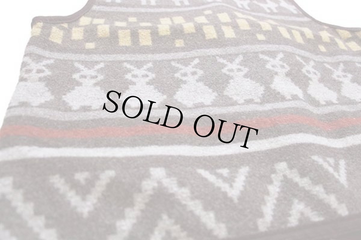 画像5: 90s イタリア製 Professione Uomo フォークロア柄 ウール混 ラグベスト L (5)