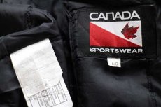 画像4: 90s カナダ製 RAYOVAC刺繍 スタンドカラー 中綿入り メルトン ウール 袖革スタジャン チャコールグレー×黒 (4)