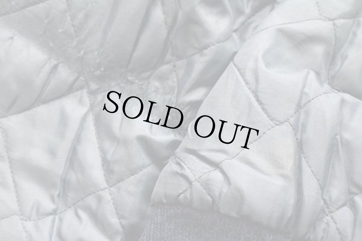 画像6: 80s USA製 RHIANNON刺繍&パッチ付き キルティングライナー メルトン ウール 袖革スタジャン 紺×濃紺 M (6)