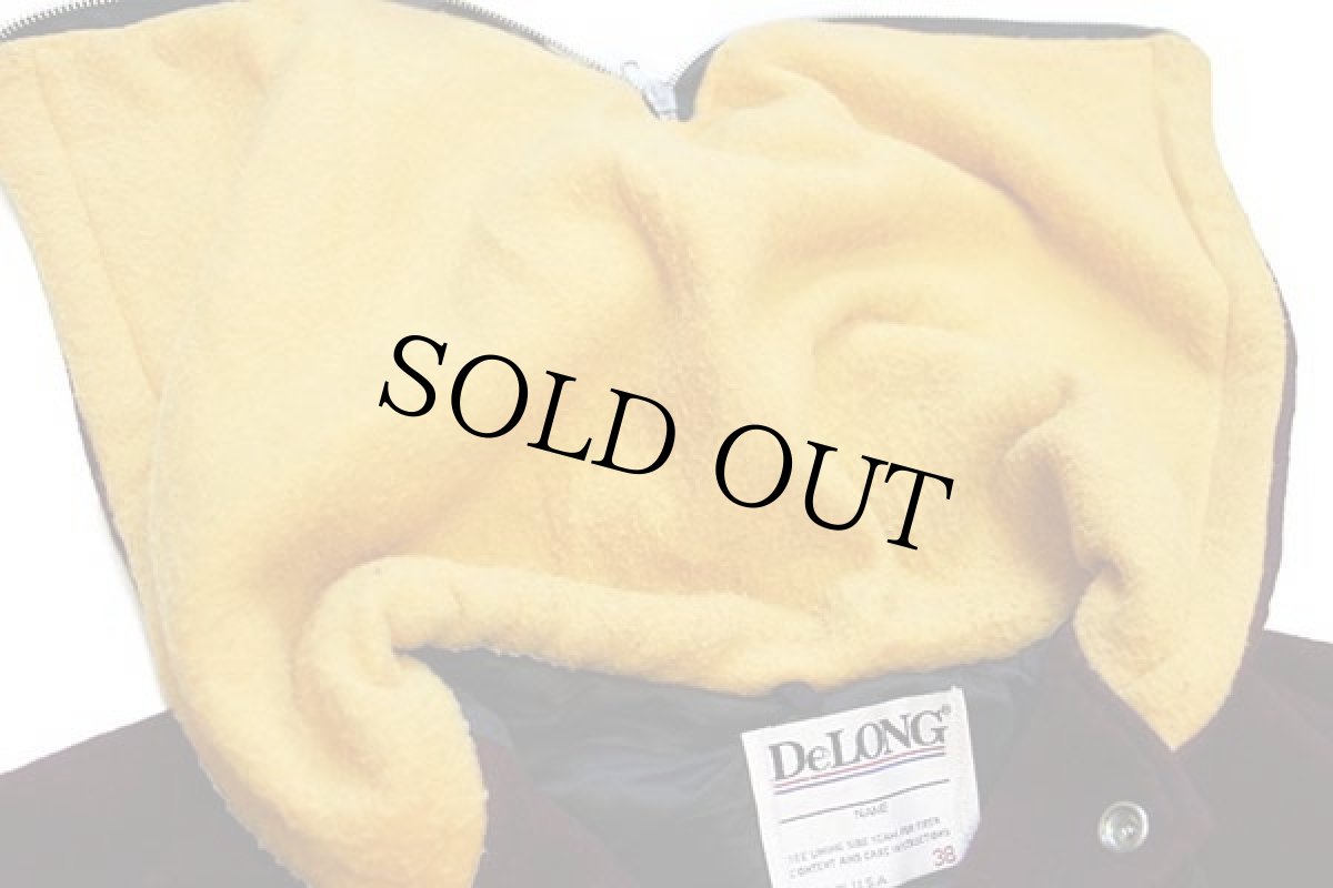 画像6: 90s USA製 DeLONGデロング セーラーカラー メルトン ウール スタジャン バーガンディ×マスタード 38 (6)