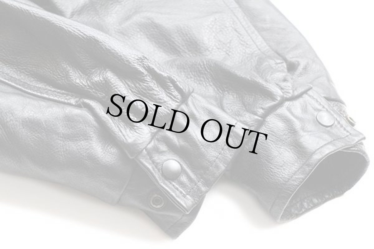 画像7: 90s カナダ製 RAYOVAC刺繍 スタンドカラー 中綿入り メルトン ウール 袖革スタジャン チャコールグレー×黒 (7)