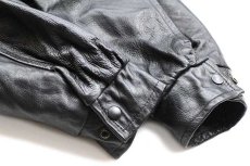 画像7: 90s カナダ製 RAYOVAC刺繍 スタンドカラー 中綿入り メルトン ウール 袖革スタジャン チャコールグレー×黒 (7)