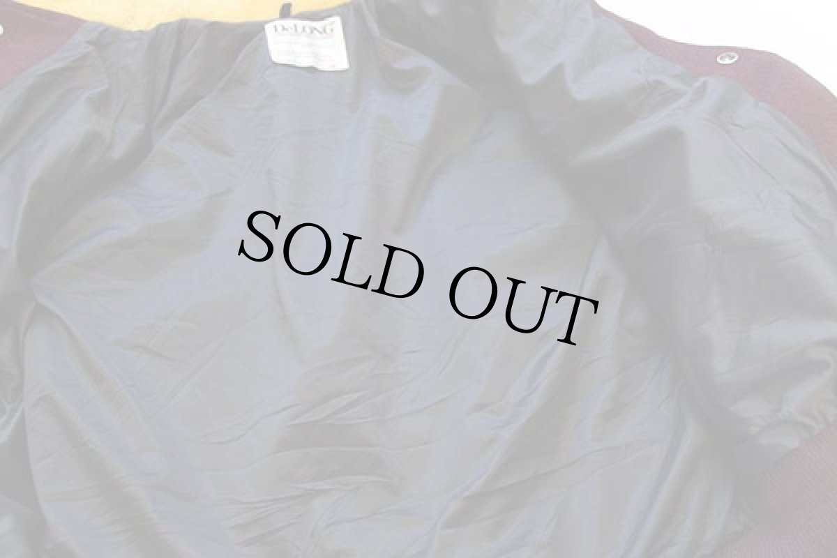 画像5: 90s USA製 DeLONGデロング セーラーカラー メルトン ウール スタジャン バーガンディ×マスタード 38 (5)