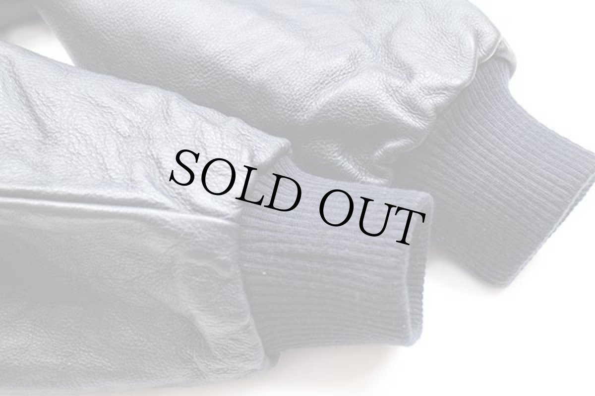 画像8: カナダ製 VOLVOボルボ コンボイ トラック刺繍 キルティングライナー メルトン ウール 袖革スタジャン 紺 XL (8)