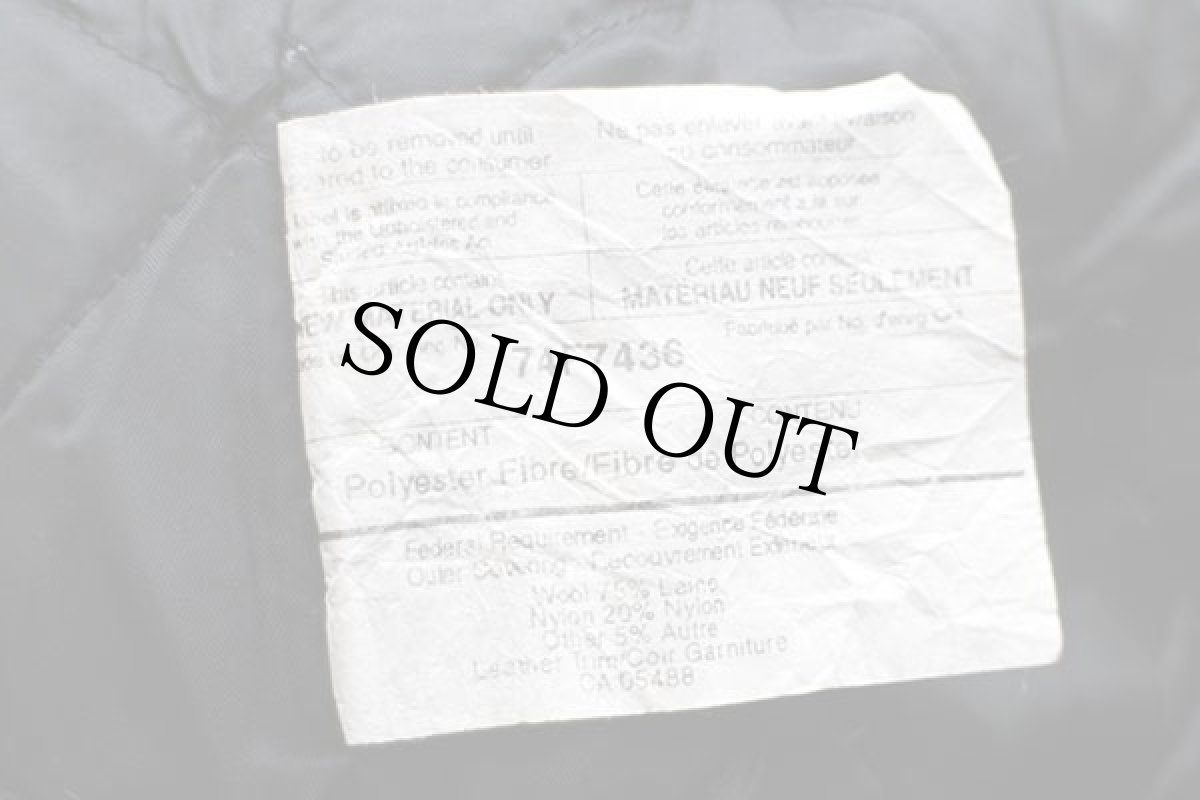 画像4: 90s PC PREMIUM DRAFT刺繍 キルティングライナー メルトン ウール 袖革スタジャン 黒×黒 (4)