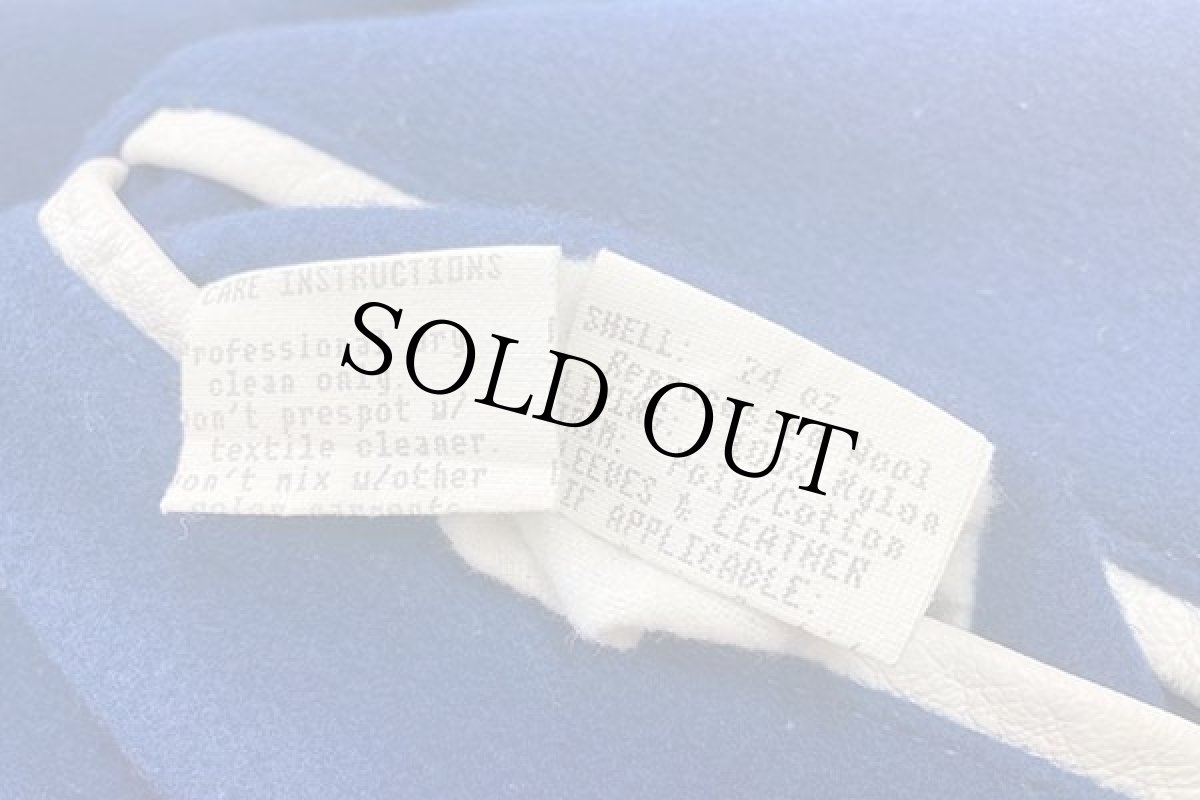 画像5: 90s USA製 gem SPORTSWEAR メルトン ウール 袖革スタジャン 青×白 XL (5)