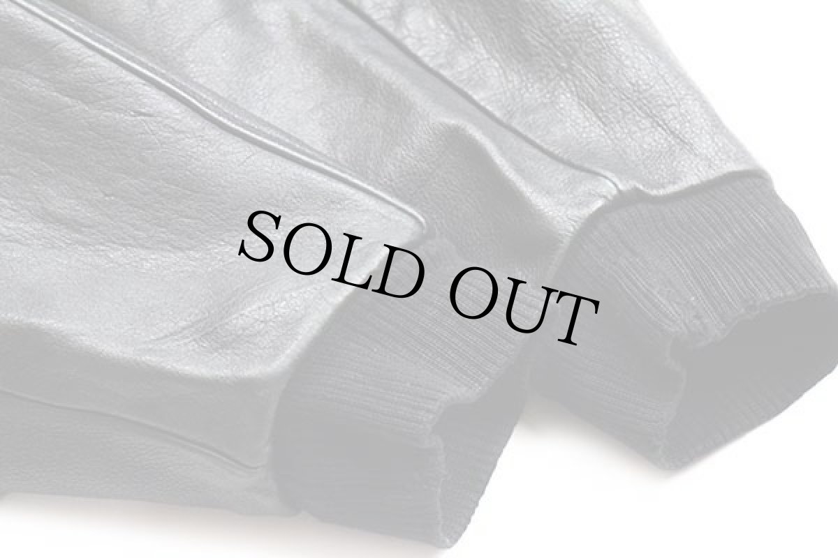 画像6: 90s PC PREMIUM DRAFT刺繍 キルティングライナー メルトン ウール 袖革スタジャン 黒×黒 (6)