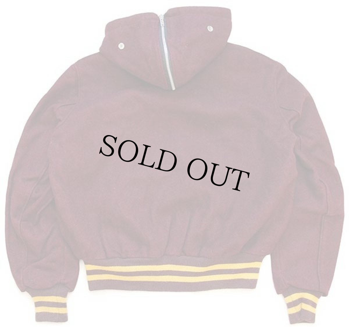 画像2: 90s USA製 DeLONGデロング セーラーカラー メルトン ウール スタジャン バーガンディ×マスタード 38 (2)