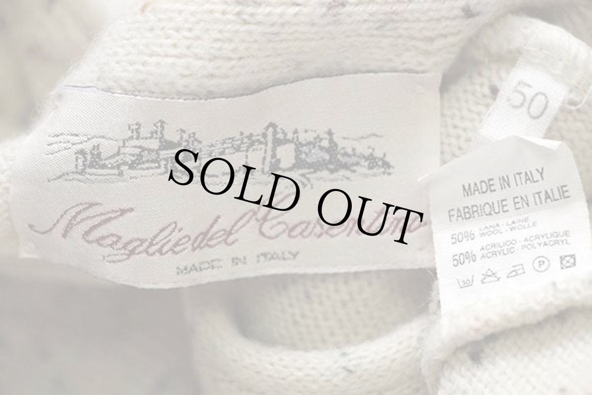 画像4: 80s イタリア製 Maglie del Casentino ネップ入り アクリル×ウールニット ベスト カーディガン ナチュラル 50 (4)