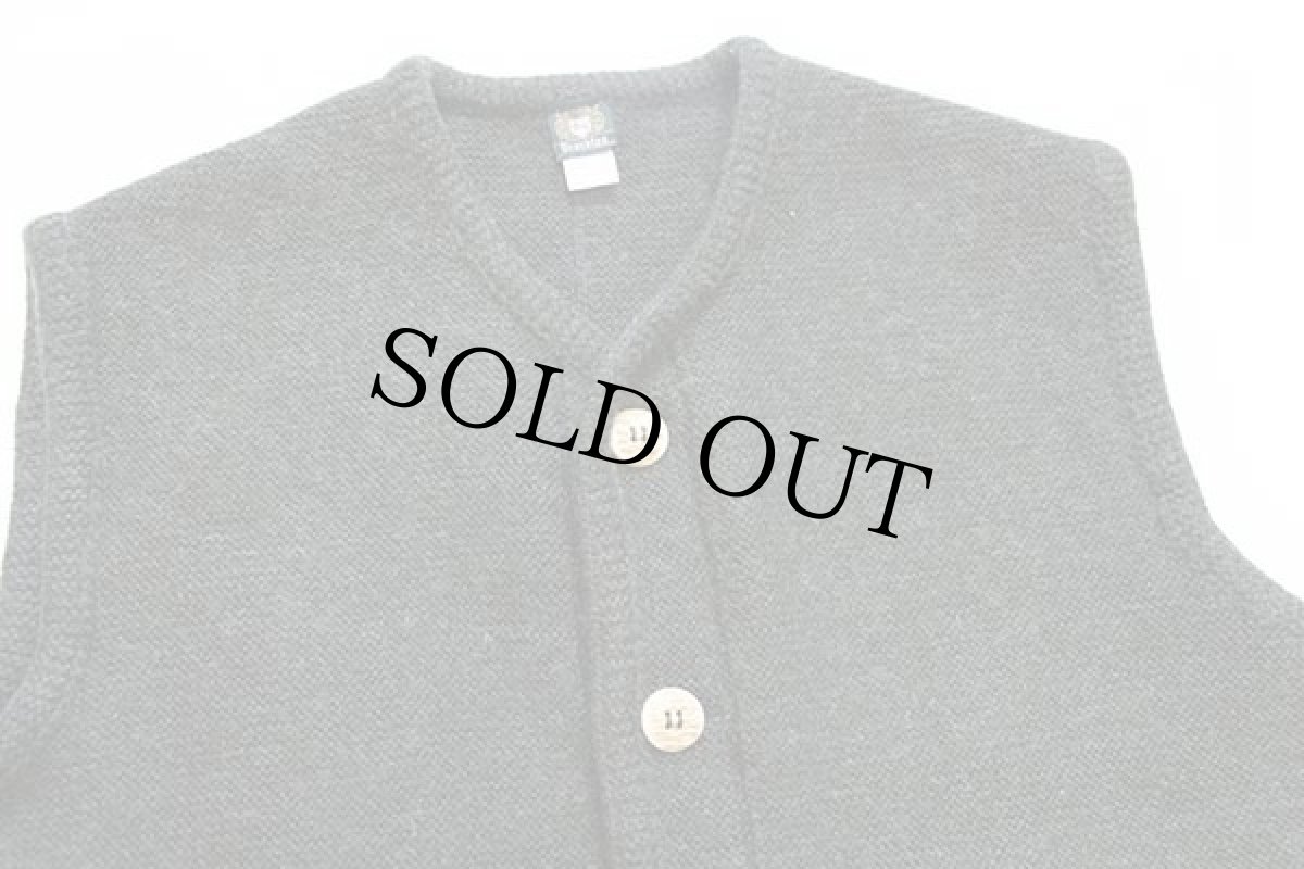 画像3: EU製 Grachten 鹿角ボタン ノーカラー チロリアン ウールニット ベスト カーディガン グリーン 50 (3)