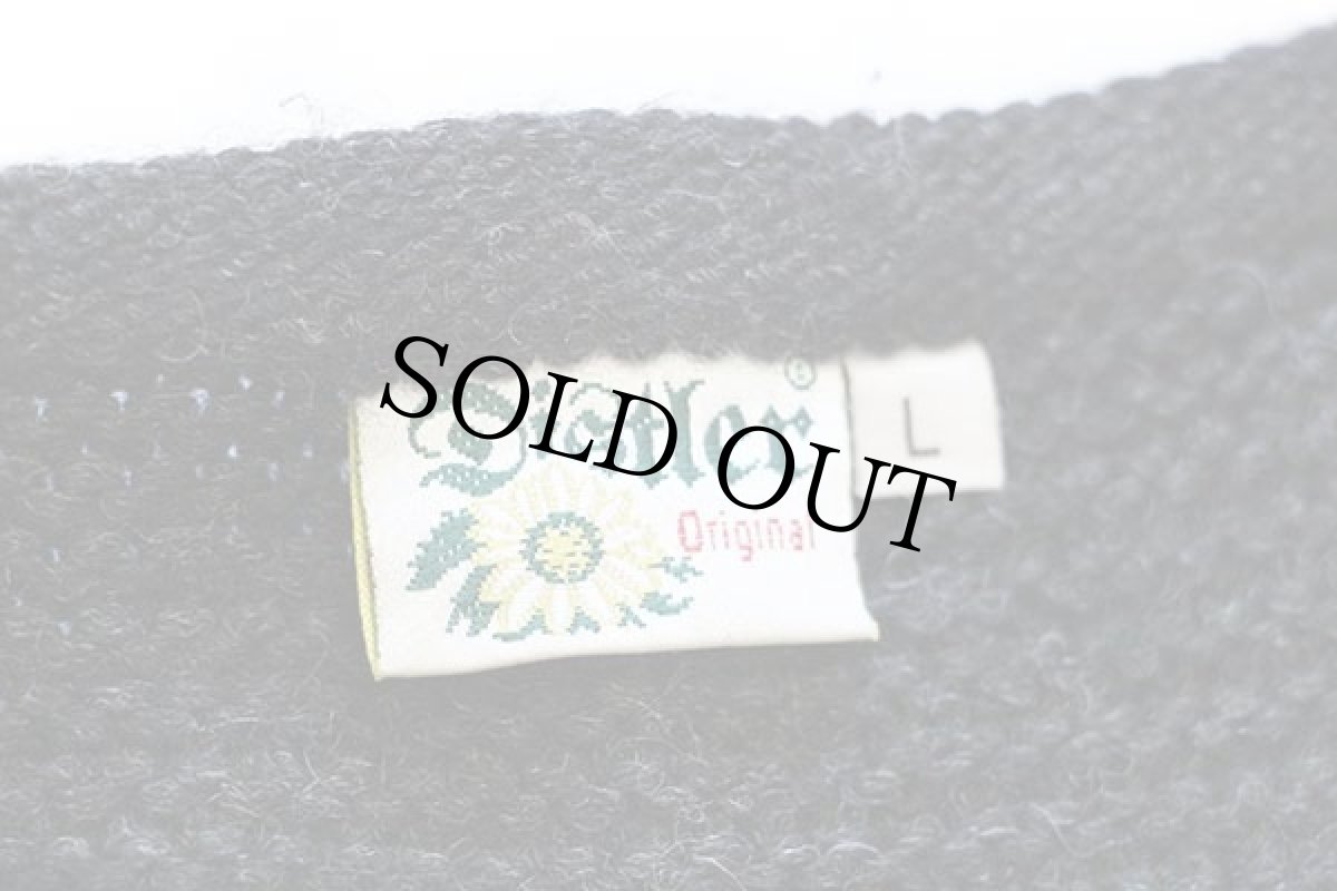 画像4: Distler ノーカラー ケーブル編み 鹿角ボタン チロリアン ウールニット ベスト カーディガン チャコールグレー L (4)