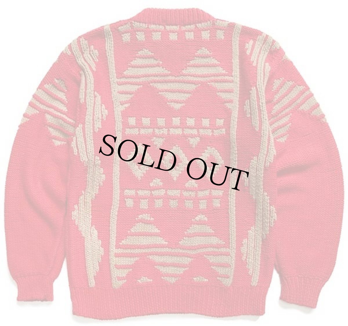 画像2: 80s BANANA REPUBLICバナナリパブリック フォークロア柄 コットンニット セーター 赤×茶 M (2)