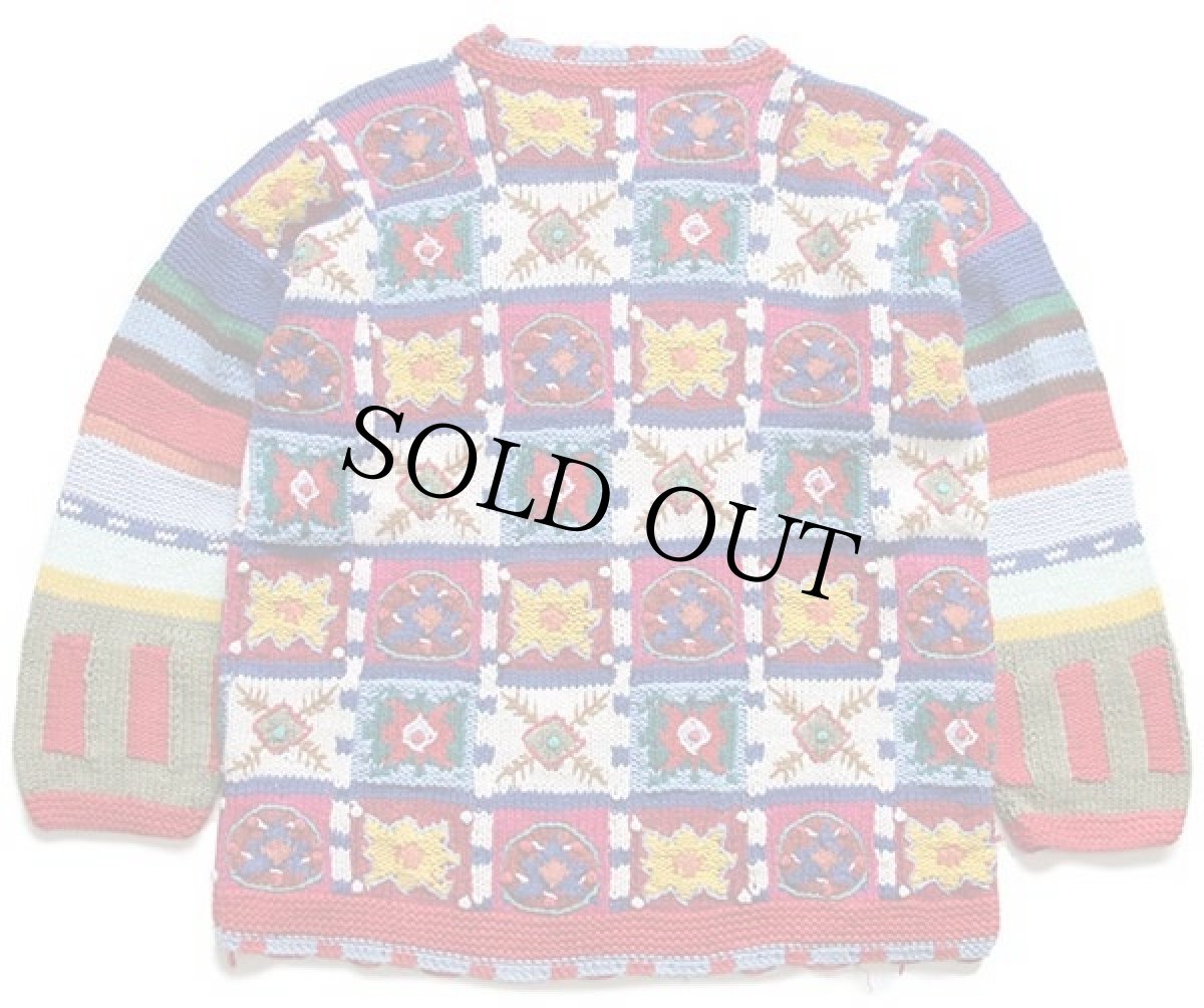 画像2: 90s BENETTONベネトン パネル切り替え ラミー×コットンニット セーター M (2)