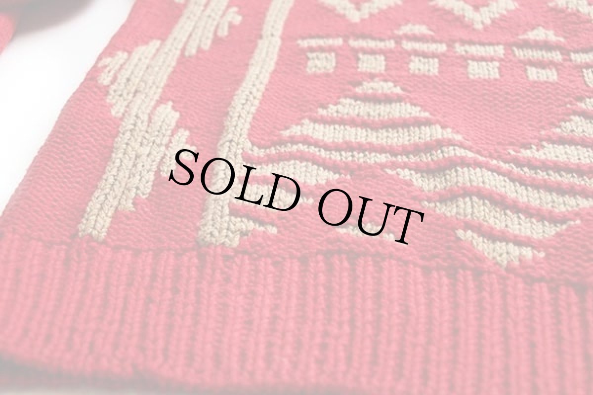 画像5: 80s BANANA REPUBLICバナナリパブリック フォークロア柄 コットンニット セーター 赤×茶 M (5)