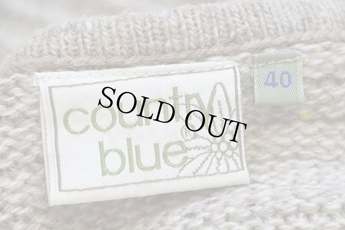 画像4: country blue 花柄 ノーカラー アクリル×ウールニット ベスト ベージュ ミックス 40 (4)