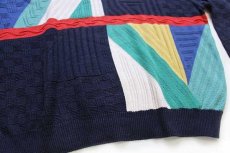 画像6: 90s イタリア製 bosch 編み柄 パネル切り替え コットン×アクリルニット セーター 44 (6)