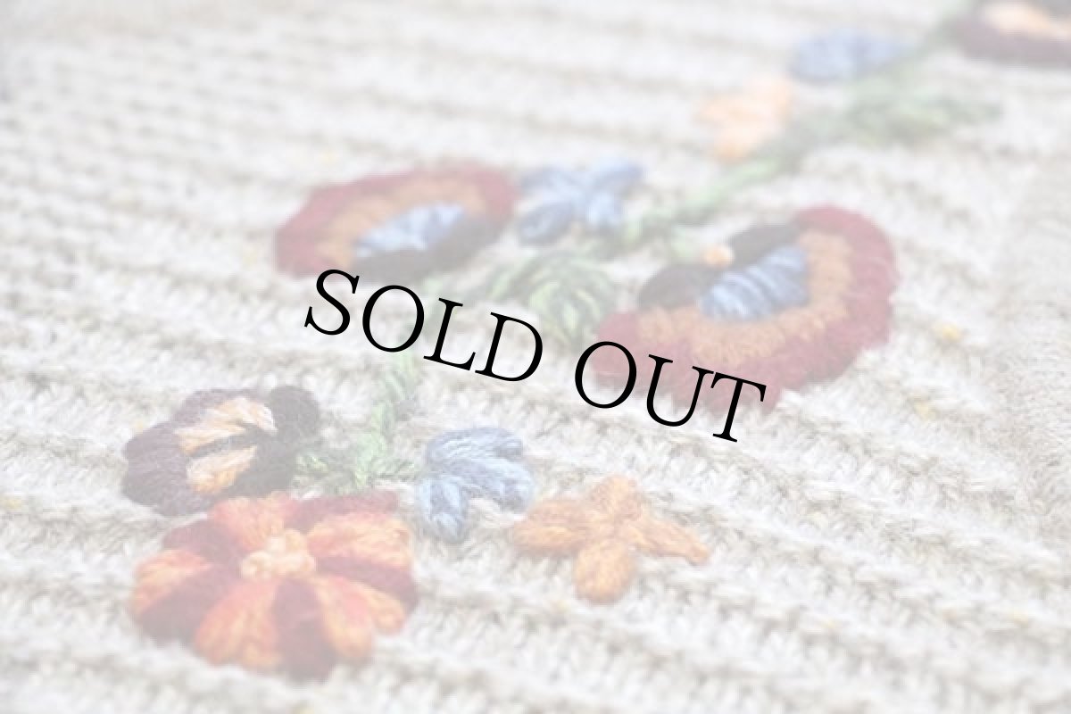 画像6: country blue 花柄 ノーカラー アクリル×ウールニット ベスト ベージュ ミックス 40 (6)