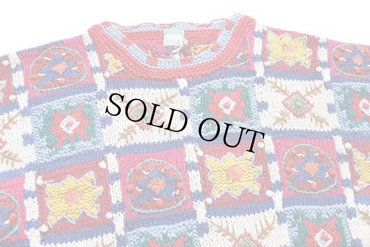 画像3: 90s BENETTONベネトン パネル切り替え ラミー×コットンニット セーター M (3)