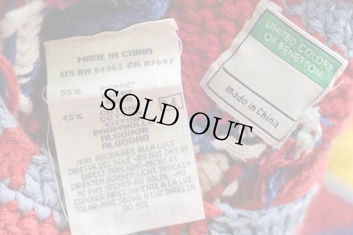 画像4: 90s BENETTONベネトン パネル切り替え ラミー×コットンニット セーター M (4)