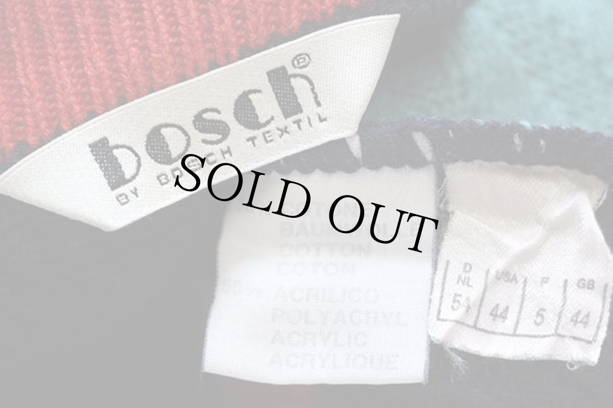 画像4: 90s イタリア製 bosch 編み柄 パネル切り替え コットン×アクリルニット セーター 44 (4)