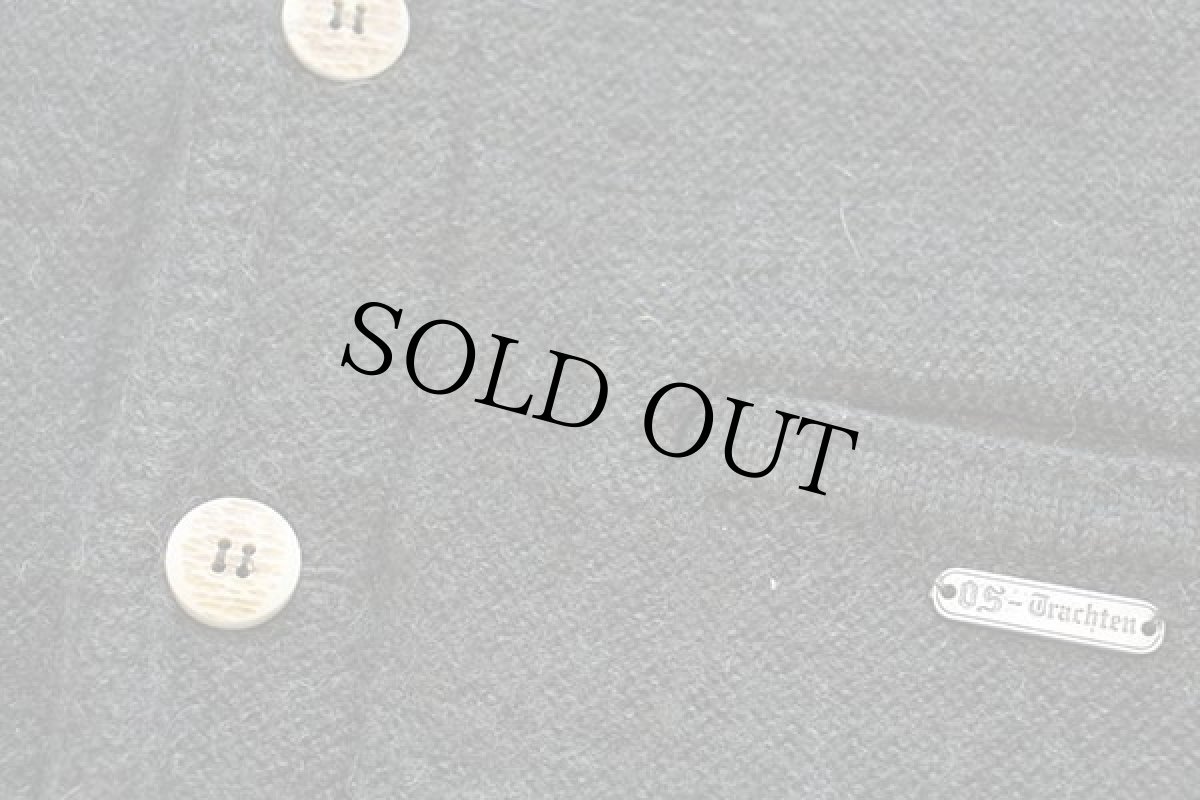 画像5: EU製 Grachten 鹿角ボタン ノーカラー チロリアン ウールニット ベスト カーディガン グリーン 50 (5)