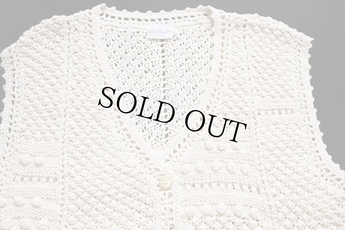 画像3: UNKNOWN カギ編み ラミー×コットンニット ベスト カーディガン ナチュラル (3)