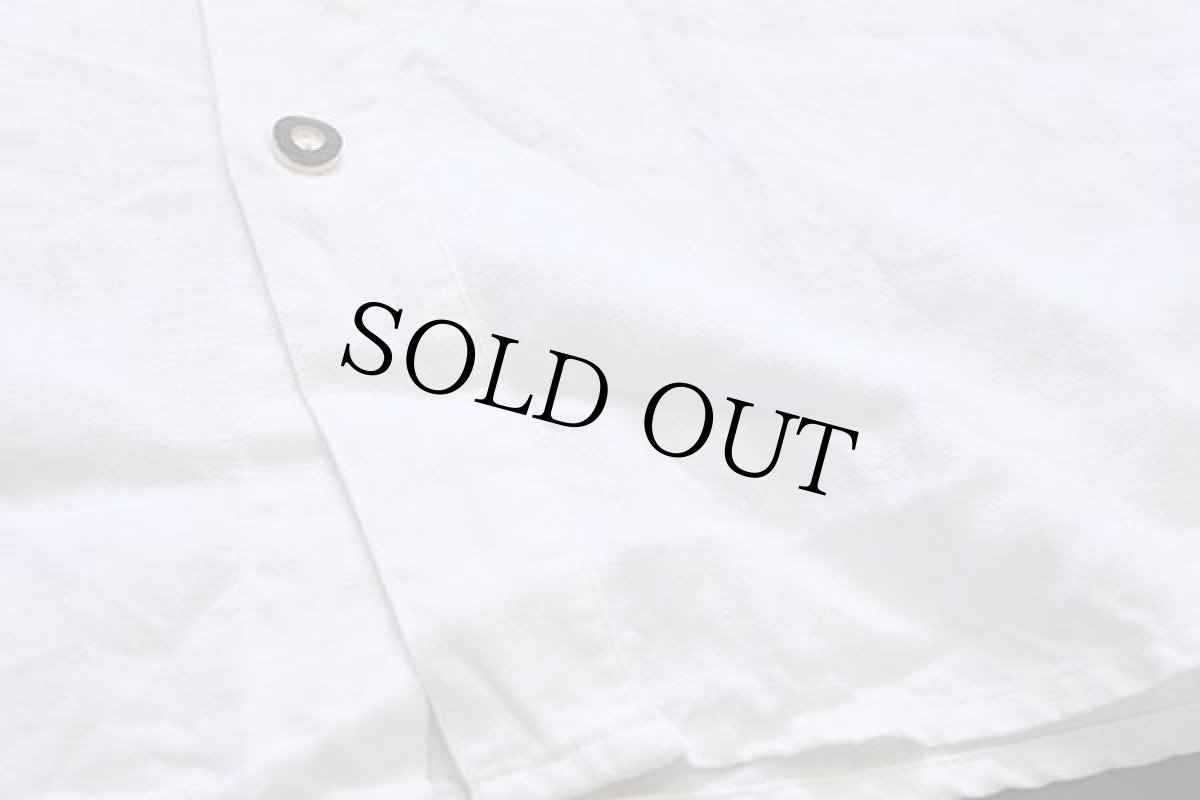 画像6: Distler ステッチ装飾 鹿角ボタン チロリアン リネンシャツ 白★特大 (6)