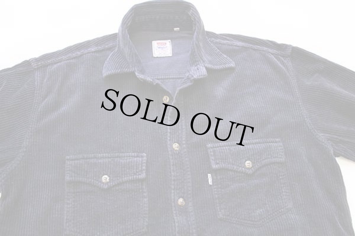 画像3: 90s イタリア製 Levi'sリーバイス コットン 太畝 コーデュロイシャツ 紺 L★ユーロ (3)