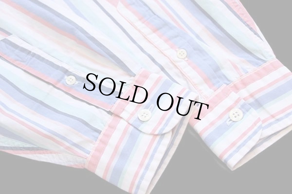 画像5: 90s J.CREW ランダムストライプ ボタンダウン コットンシャツ パステル S (5)