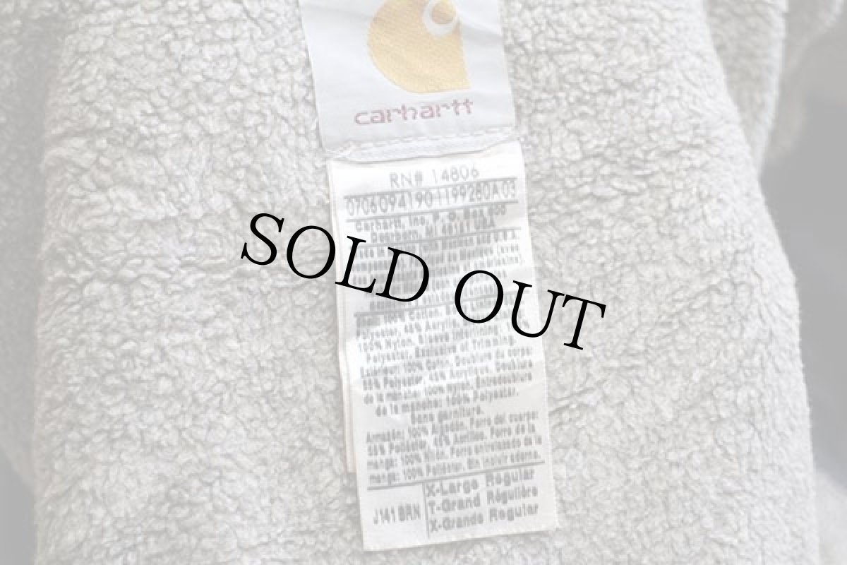 画像4: 00s メキシコ製 carharttカーハート シェルパラインド サンドストーン ダック地 シエラジャケット ボロ 茶 XL (4)