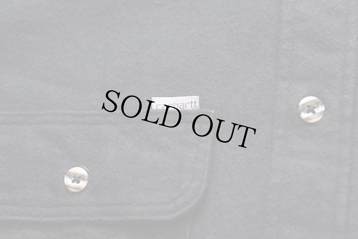 画像5: 80s carharttカーハート 無地 コットン シャモアクロスシャツ 黒 (5)