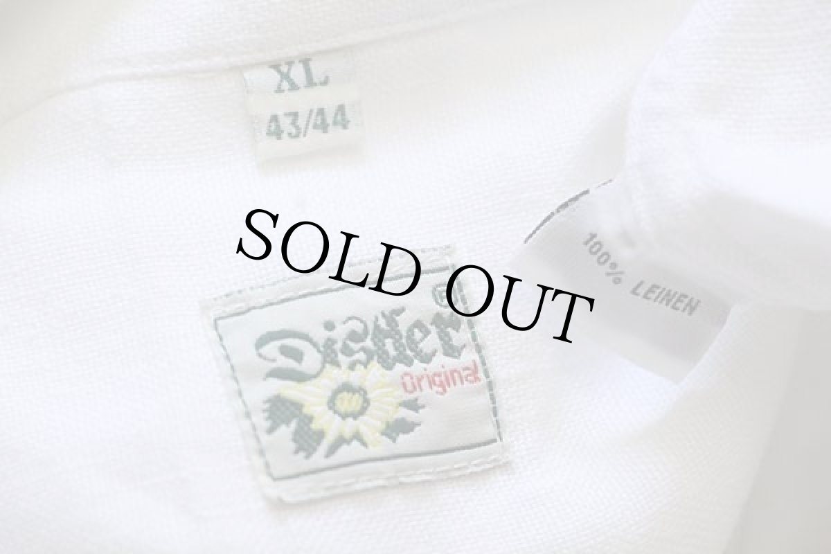 画像4: Distler ステッチ装飾 鹿角ボタン チロリアン リネンシャツ 白★特大 (4)