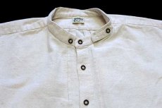 画像3: Distler 刺繍入り バンドカラー プルオーバー チロリアン コットン×リネンシャツ ナチュラル XXL★特大 (3)