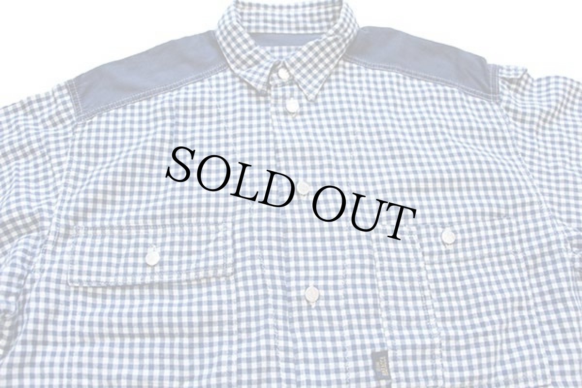 画像3: 90s イタリア製 FRANK BARACCA ギンガムチェック×無地 切り替え コットンシャツ (3)