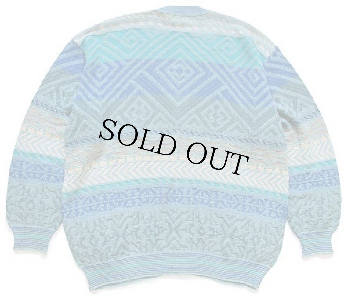 画像2: 90s イタリア製 cacharel 編み柄 コットン×アクリルニット カーディガン 50 (2)