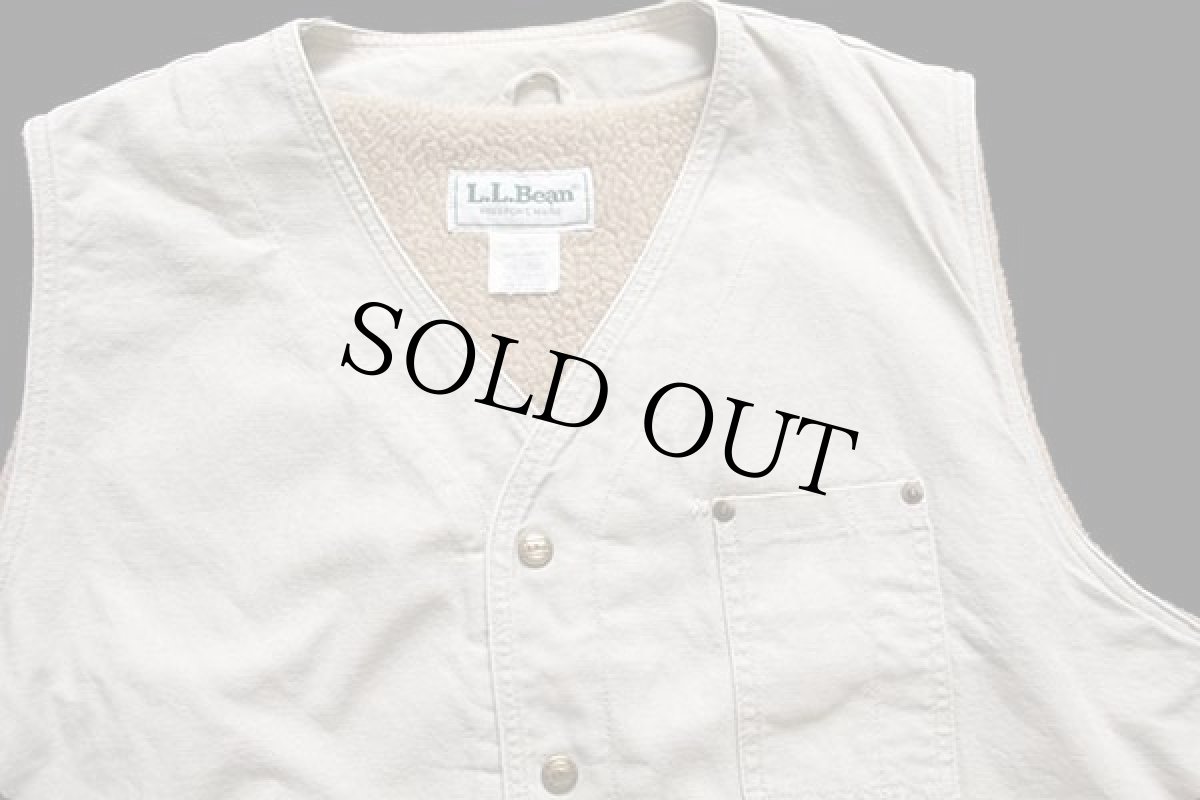 画像3: 90s L.L.Bean フリースライナー コットン キャンバスベスト ベージュ (3)