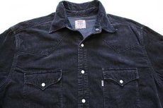 画像3: 90s Levi'sリーバイス コットン コーデュロイ ウエスタンシャツ 黒 L★ユーロ (3)